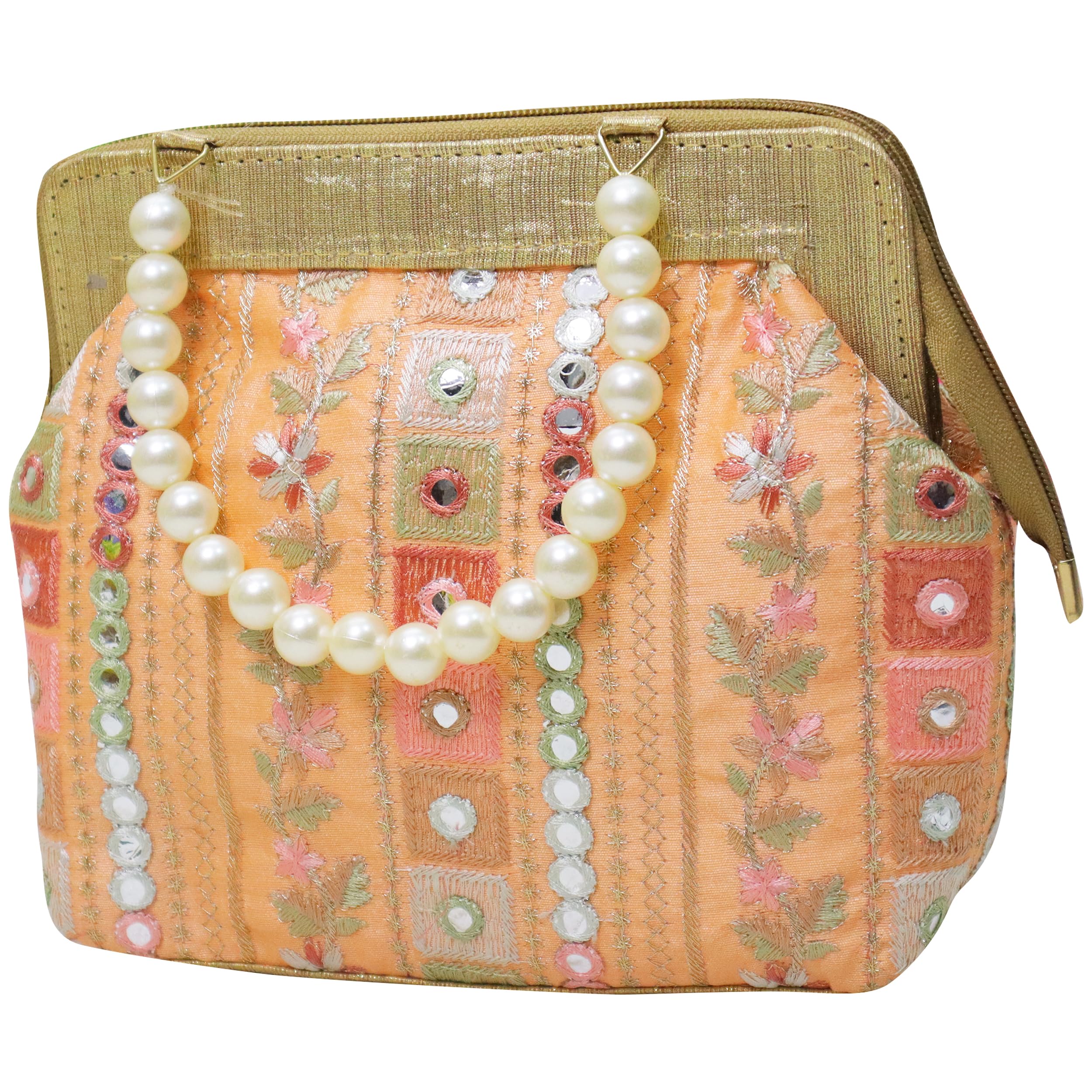 Trendifly Wedding Potli Pearl Handle bag for women Traditional Embroidered ethnic ladies handbag Handicraft batwa for bridal girls evening party batua purse (Orange) (B0CRHDZZTL) Amazon Price History, Amazon Price Tracker