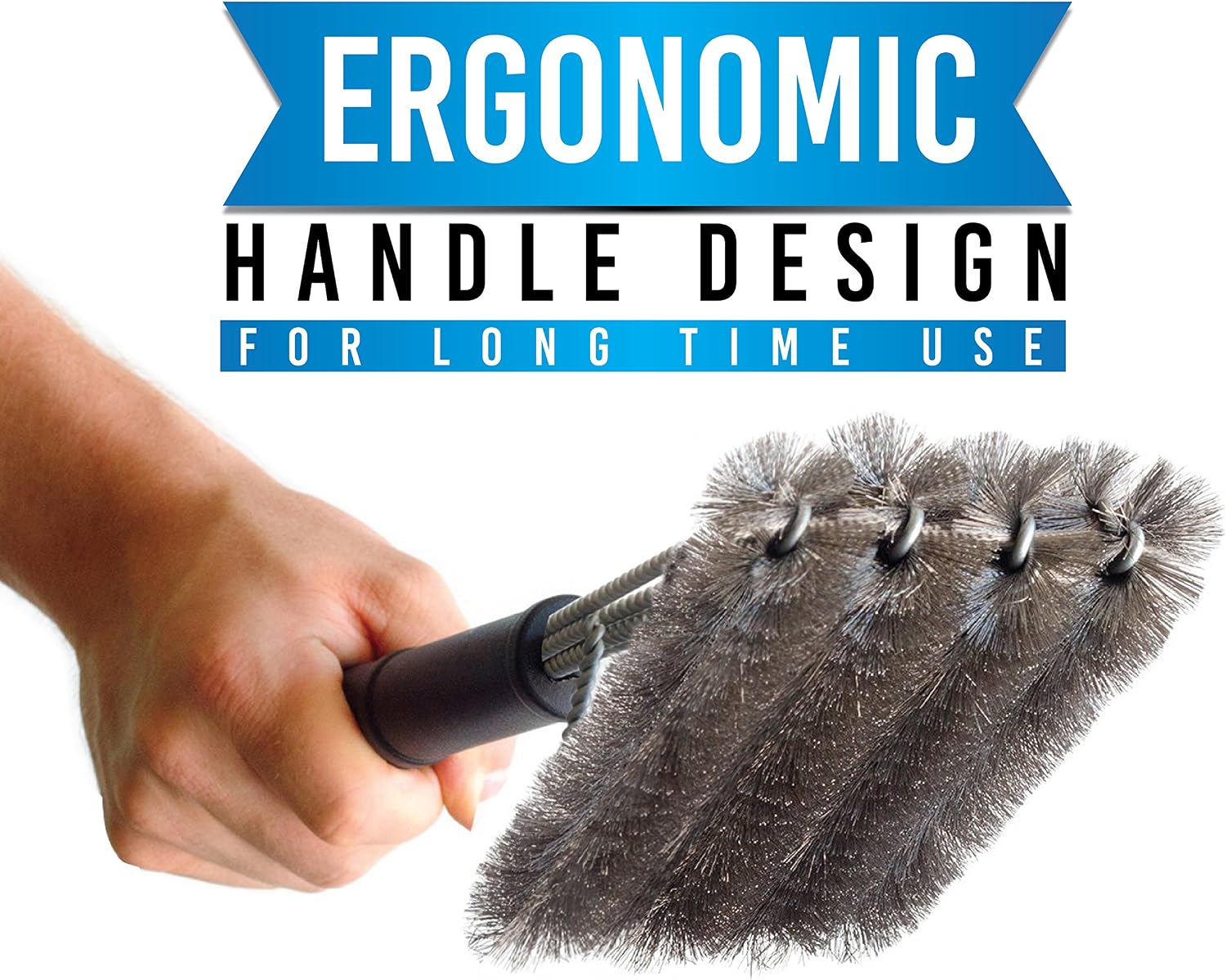 Tadge Goods BBQ Grill Brush Scraper Tool - Premium Stainless Steel Barbecue Grilling Accessories for Ultimate Grate Cleaning - Great on Weber, Napolean Grills, 4 Row