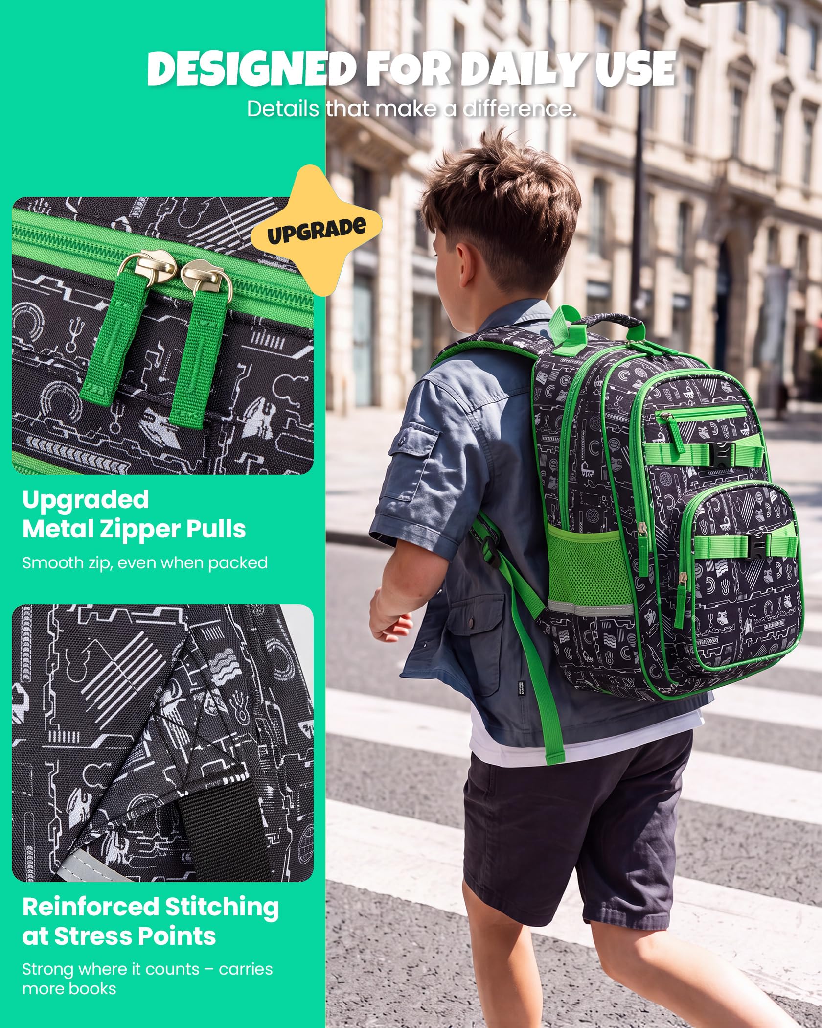 Amythe 3 Piezas mochila escolar niño a partir de 1ª-3ª clase para colegio