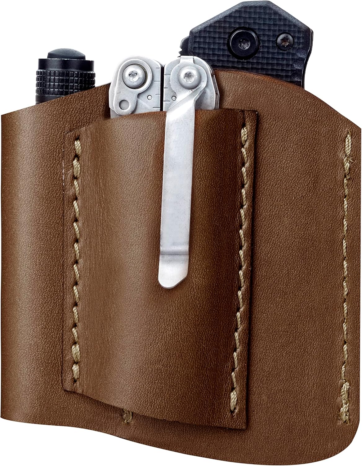 Pocket Organizer, Everyday Carry Pocket Pouch fits 3 Tools Including Knives, Multitools, Flashlight. American Leather. EDC Tool Pouch Carrier