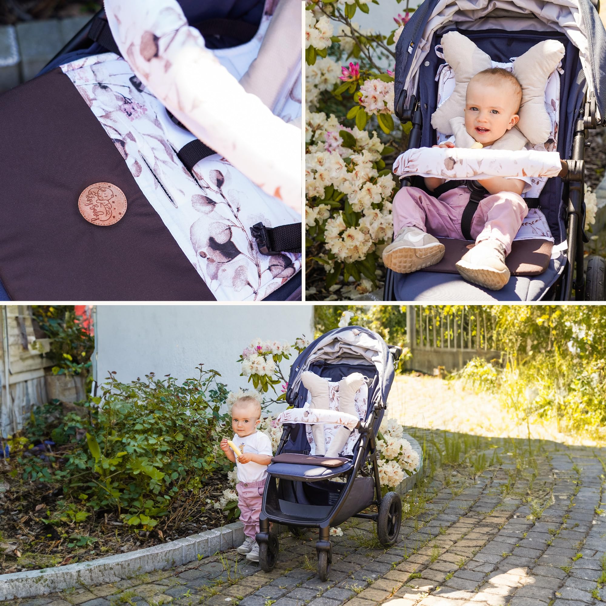 Sitzauflage Buggy Einlage Kinderwagen Zubehör - Sitzunterlage Auto Kindersitz Sitzpolster für Babyschale Fahrradanhänger Baby Sitzauflagen und Unterlage 75x35 cm Blätter