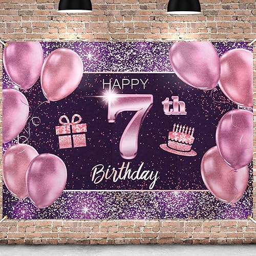 pancarta grande rosa con texto en inglés Happy Birthday