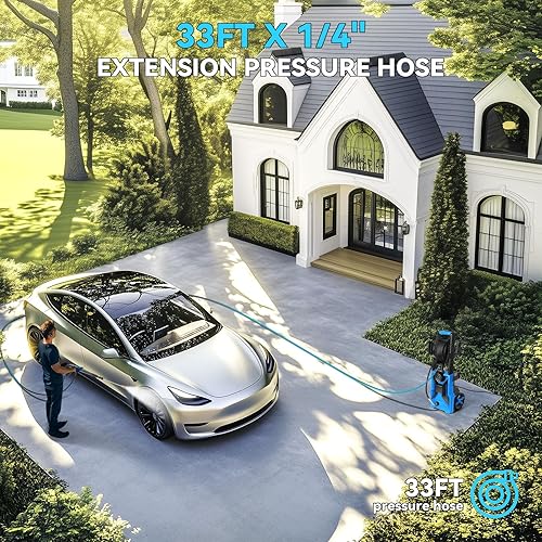 Miniatura 4 de Pressure Cleaner 5000 PSI Adjustable Pressure, Power Cleaners Powered with 33ft Pressure Hose, 4 Nozzles and 500ml Foam Cannon, Cleaner Machine for