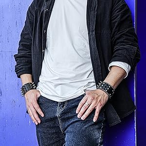 Bracciale E Choker Punk In Pelle PU Con Borchie - Regolabile, Uomo E Donna - Foto 8