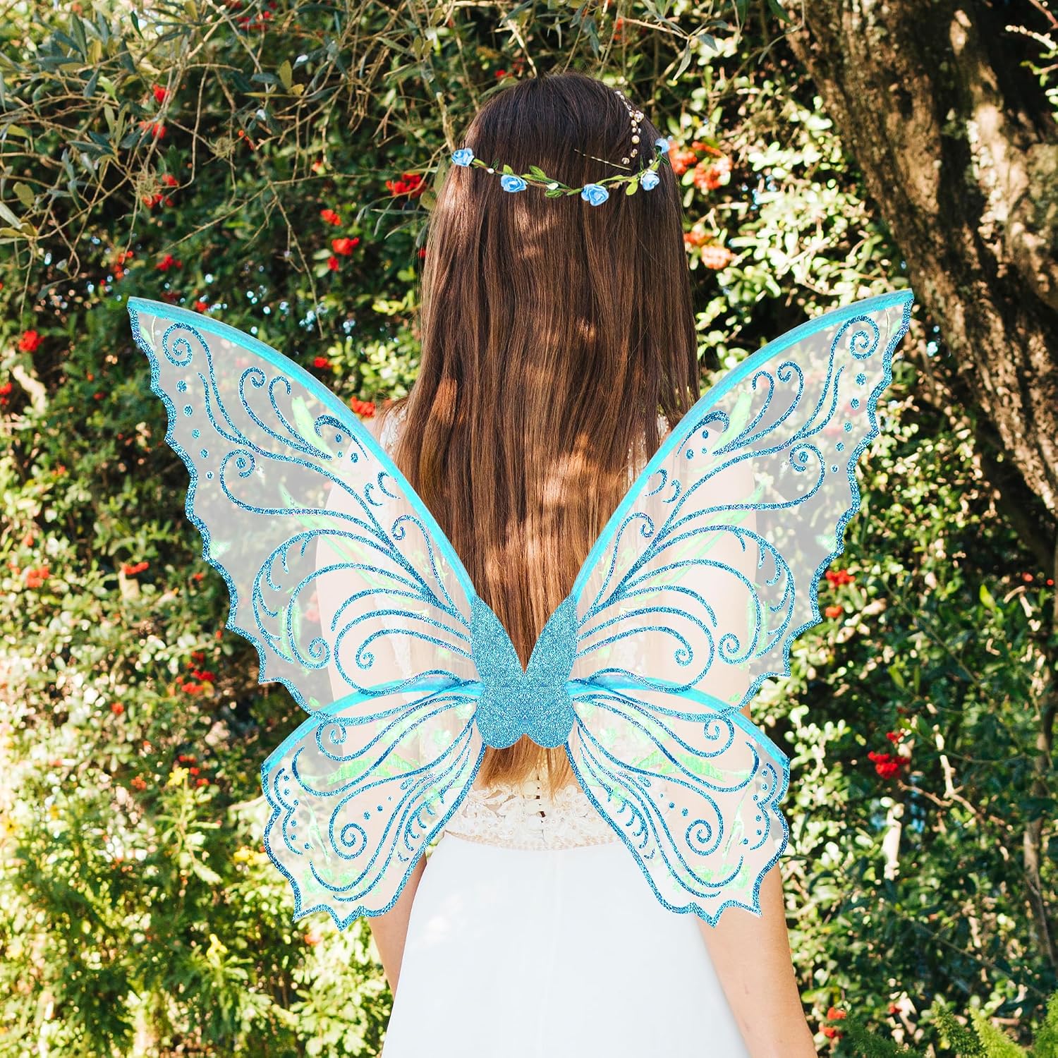 U-Goforst Fairy Wings Adult Women, Fairy Costume for Woman Butterfly Wings for Girls Adult Halloween Costume Cosplay Dress Up image 2