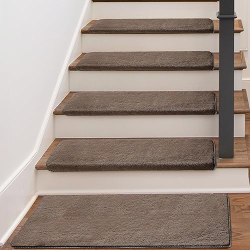 Miniatura 2 de PURE ERA - Alfombras para peldaños, de felpa suave, con bordes redondeados, de interiores, aptas para mascotas, antideslizantes, sin cinta, lavables