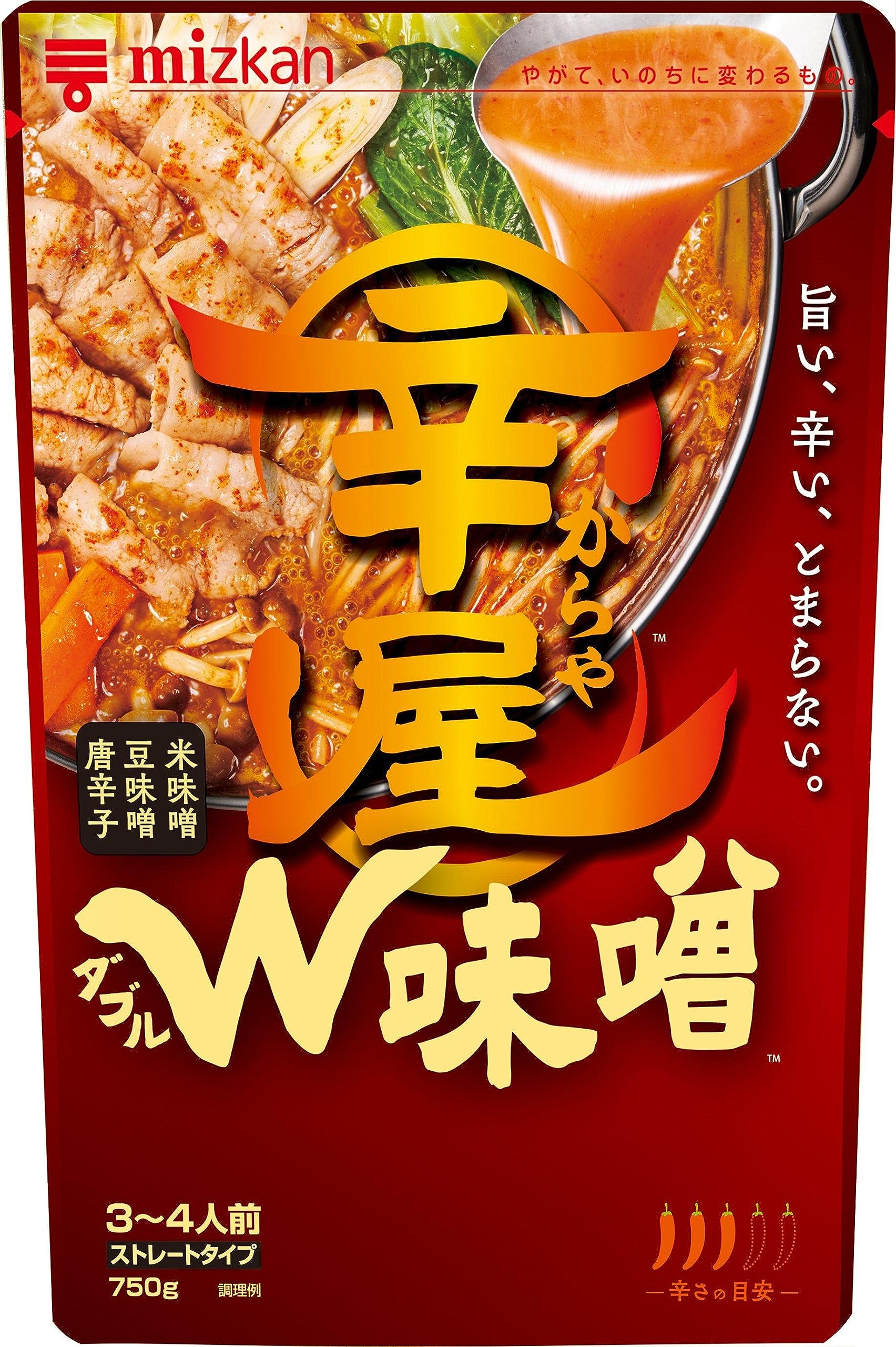 Amazon.co.jp: ミツカン 辛屋 W味噌鍋つゆ ストレート 750g 鍋の素