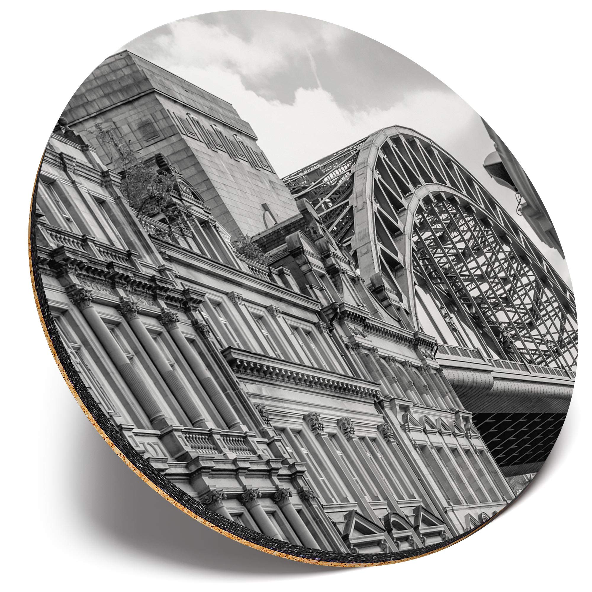 Round Single Coaster - BW - Tyne Bridge Newcastle England UK Britain |Glossy Quality Coasters | Tabletop Protection for Any Table Type #43685