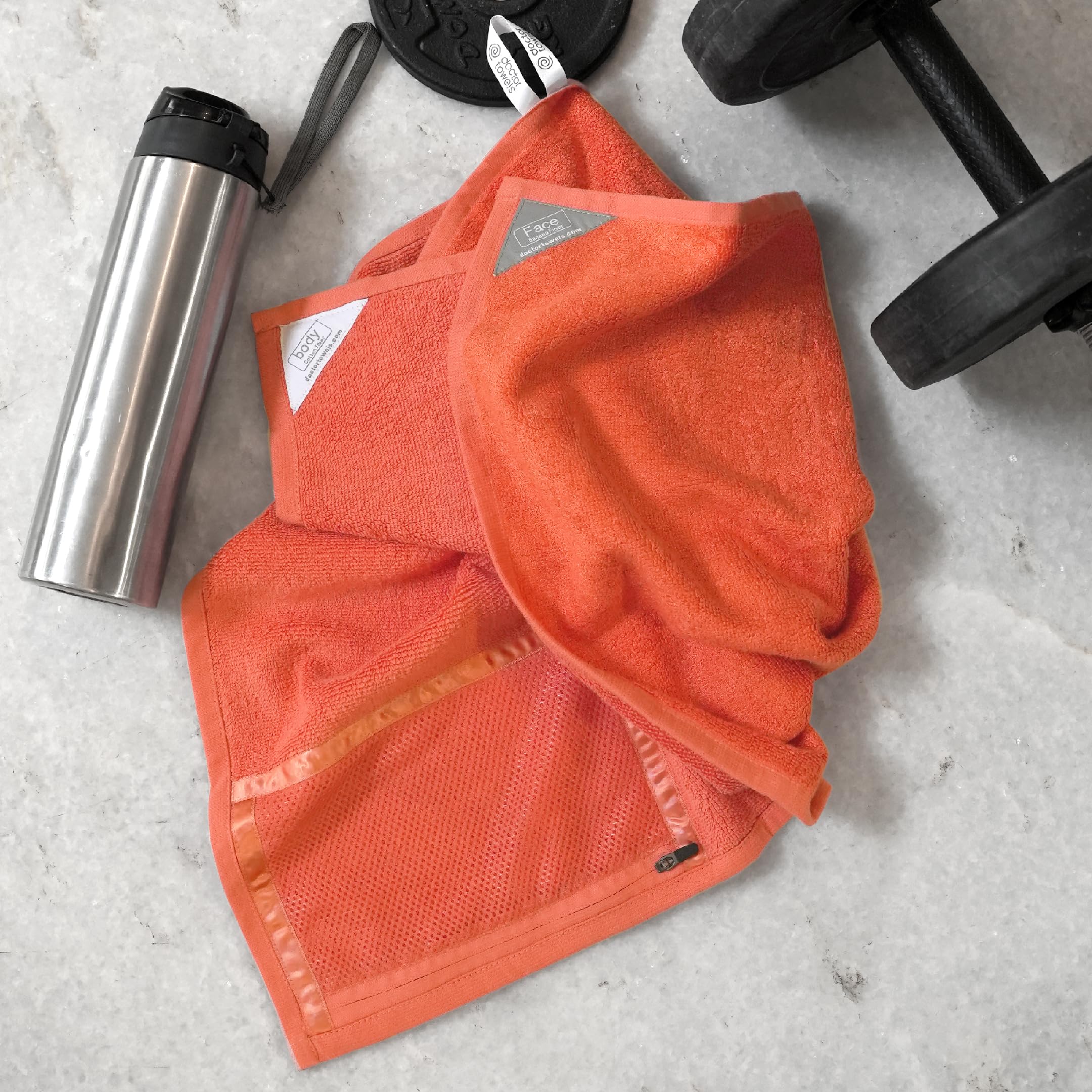 Doctor Towels World's First Banana X Cotton Workout Towel | 600 GSM, Australian Formulated Antibacterial-Treated, High Absorbent |Odor Free, Super Soft | 75 x 50 cm| Pack of 1| Red Orange