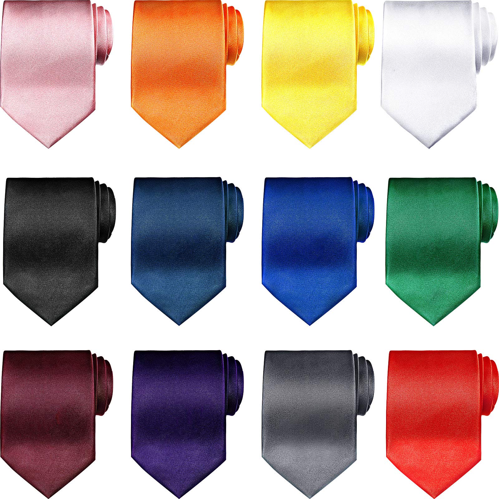 SyhoodSolid Satin Pure Color Ties Set Business Formal Necktie Tie for Men Formal Occasion Wedding
