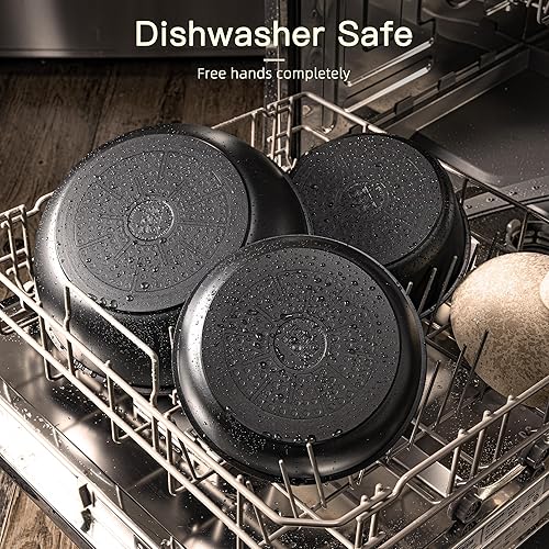 Miniatura 5 de Astercook Juego de ollas y sartenes antiadherentes de cerámica para autocaravana con mango desmontableextraíble, apto para horno, listo para