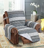 Vista 42 de Brilliant Sunshine Funda de Sofá de Cuadros y Rayas Azules con Diseño de Retazos, Funda Acolchada para Sofá Grande, 70" de Ancho de Asiento