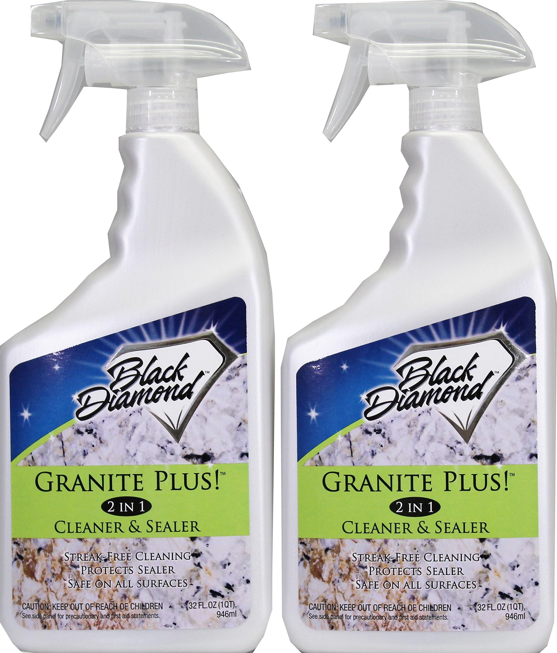 Black Diamond Stoneworks GRANITE PLUS! 2 in 1 Cleaner & Sealer for Granite, Marble, Travertine, Limestone, Ready to Use! (2-Quarts)