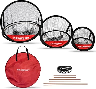 PowerNet Golf Chipping Bundle, Three Piece Golf Chipping Net Set or Set with 16 Foam Balls, Play Golf Chipping Game with Real or Practice Golf Balls, Portable Golf Accessories for Backyard Games