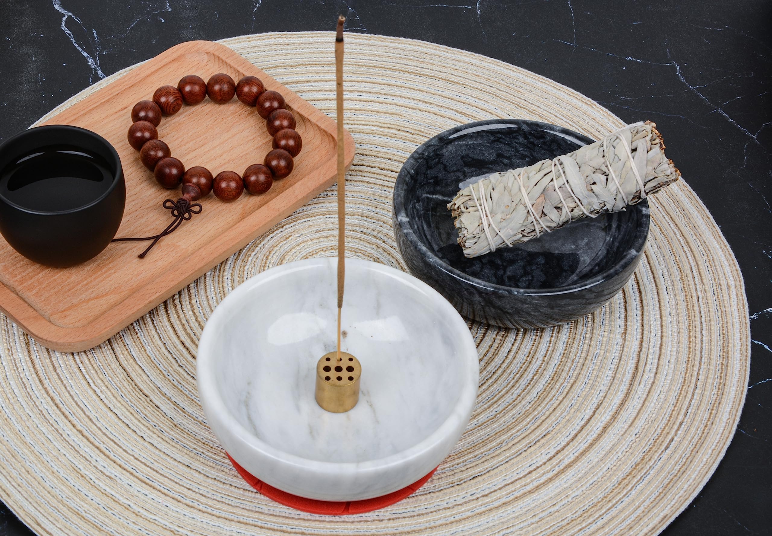 Amazon｜SIPARUI お香立て 天然大理石香炉 9穴付き ハンドメイド お香 