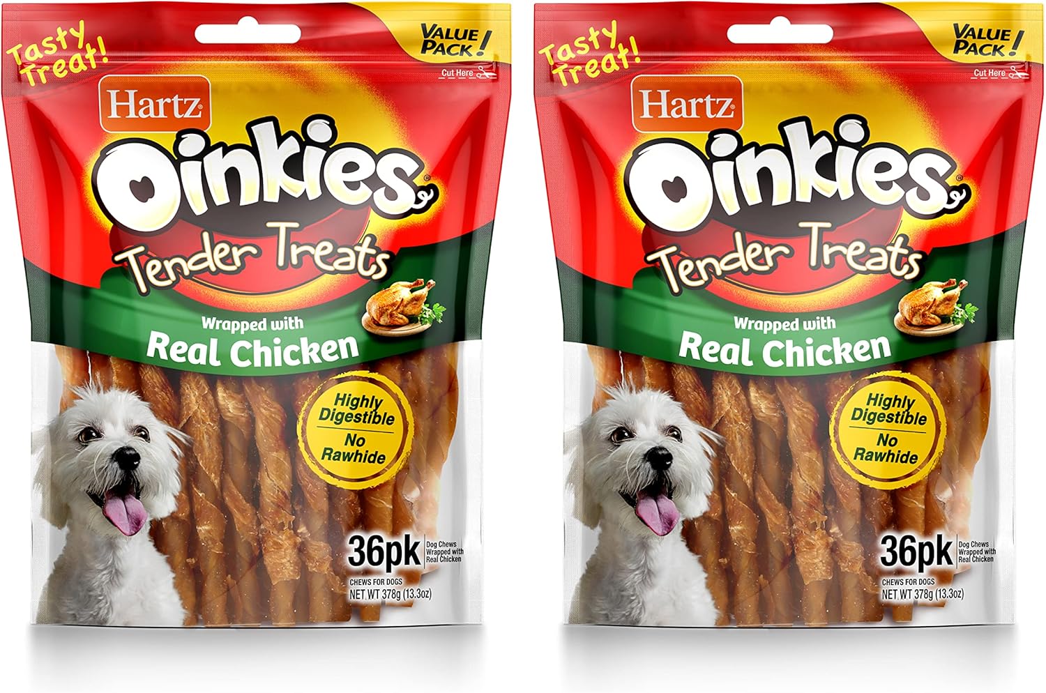 Hartz Oinkies RawhideFree Tender Treats Wrapped with