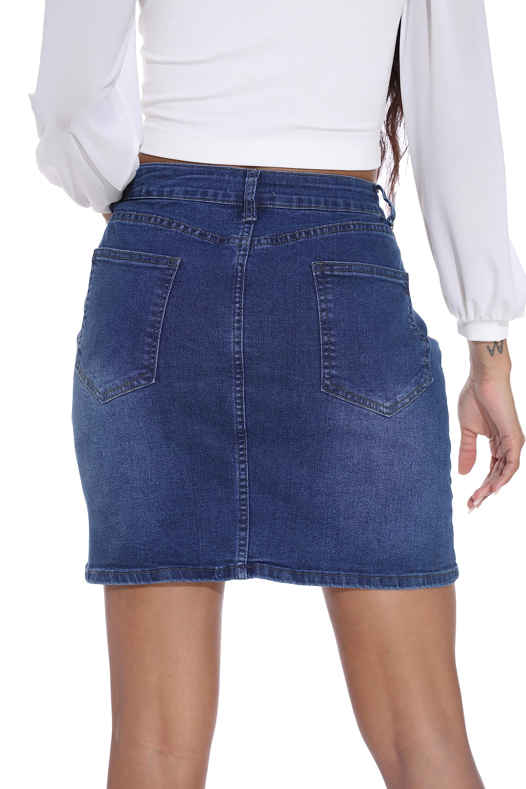 GUANYY Minifalda Vaquera para Mujer, Casual, elástica, Ajustada, de Cintura Alta