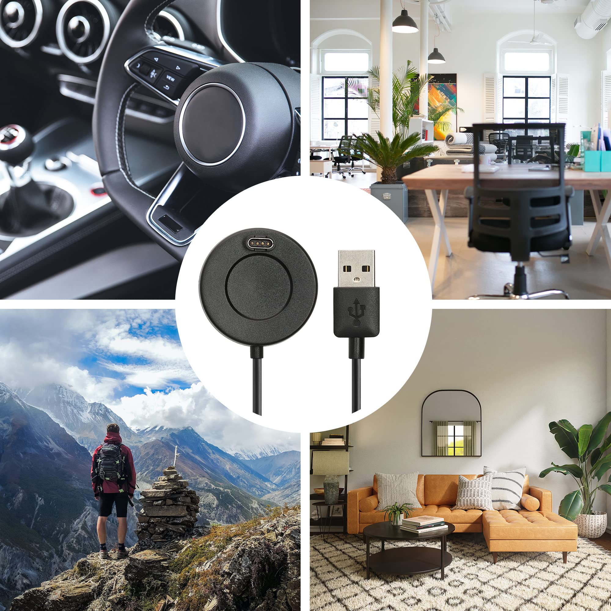 kwmobile Kabel USB ładowarka kompatybilna z Garmin vivomove Style/Luxe/vivomove 3 kabel - przewód do ładowania do smartwatcha - czarny