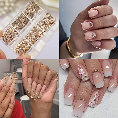 Miniatura 3 de YOSOMK Más de 2000 dijes para arte de uñas, diamantes de imitación de cristal negro plano para uñas, color champán transparente, tamaño 0.05-0.15