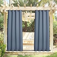 Vista 166 de NICETOWN Cortinas grises para exteriores para patio, impermeables, 2 paneles, resistentes al viento, a prueba de óxido, ojales superiores e