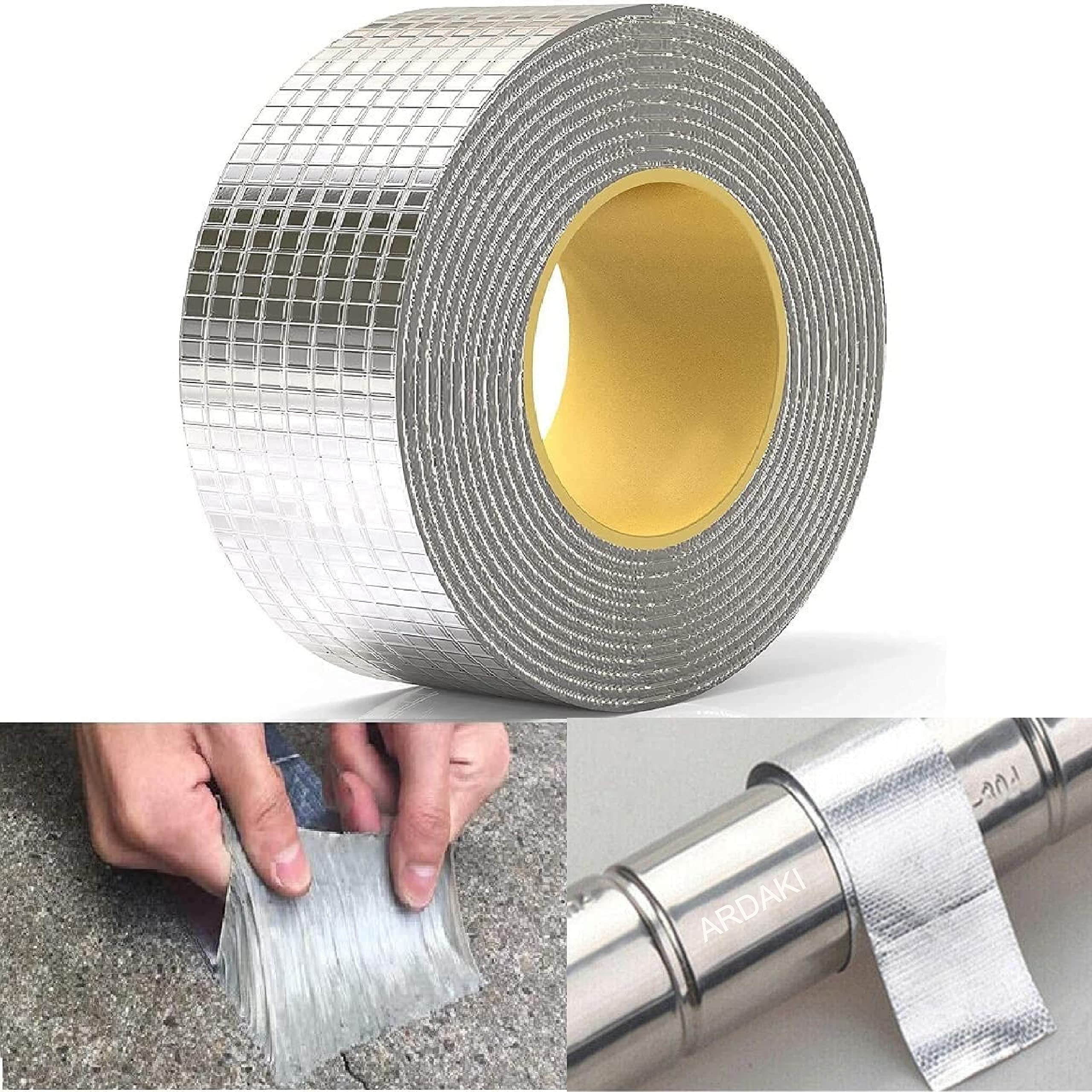 ARDAKI Leakage Repair Waterproof Tape for Pipe Leakage Roof Water Leakage Solution Aluminium Foil Tape Waterproof Adhesive Tape Sealing Butyl Rubber Tape for Leakage (1)