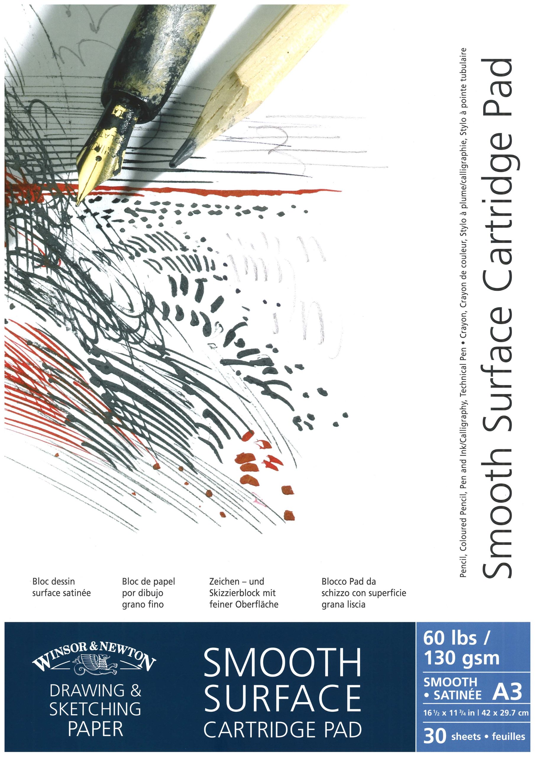 Winsor & Newton Smooth Surface Cartridge Pad 130Gsm 30 Sheets Gummed A3