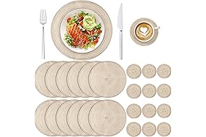 Thenshop: Captivating Home Decor with Placemats and Coasters Woven in Ivory White