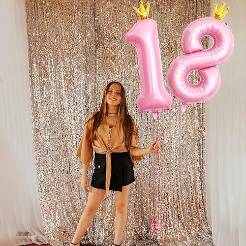 Miniatura 5 de Globos rosados de 40 pulgadas con el número 50  50 globos de corona de papel de aluminio, globos gigantes para fiesta, cumpleaños, boda, despedida