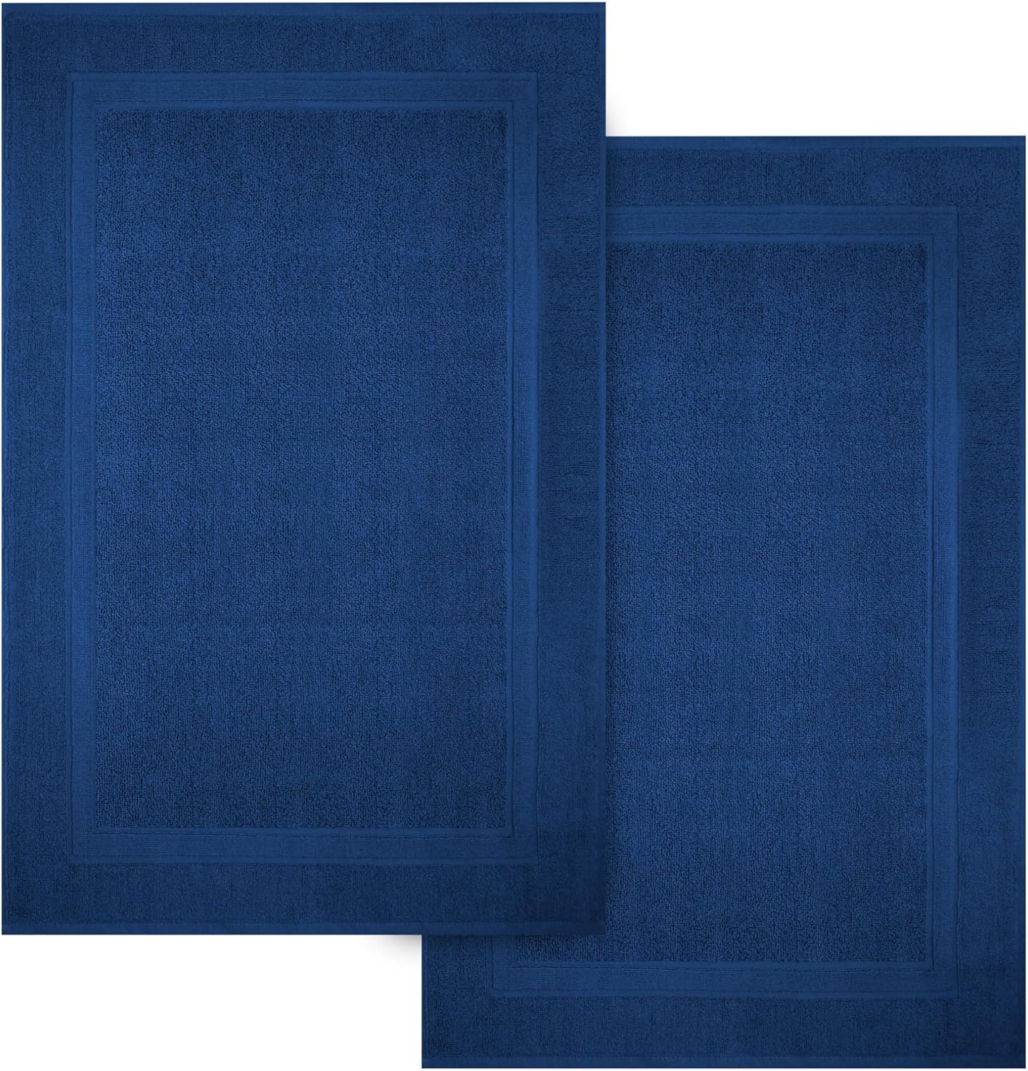 Infinitee Xclusives Premium Cotton Bath Mats for Bathroom – Pack of 2 | 34×22 Inches | Ultra Soft, Super Absorbent, Non-Slip, Machine Washable Mats (Tranquil Navy) [Not a Rug]