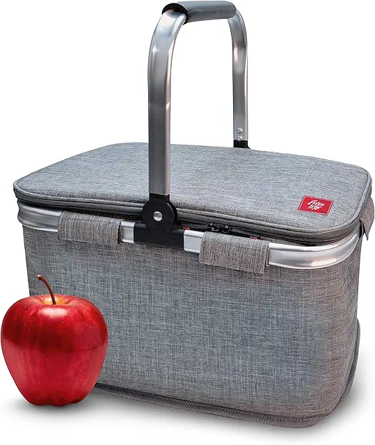 Cesta Picnic Plegable Iris Barcelona - Nevera Térmica 20L Gris Jaspeado