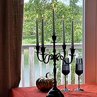 Vista 5 de Hamptons - Candelabro de cinco velas, acabado negro rústico, centro de mesa, hecho a mano de níquel de aluminio fundido, más de 1 pie de alto