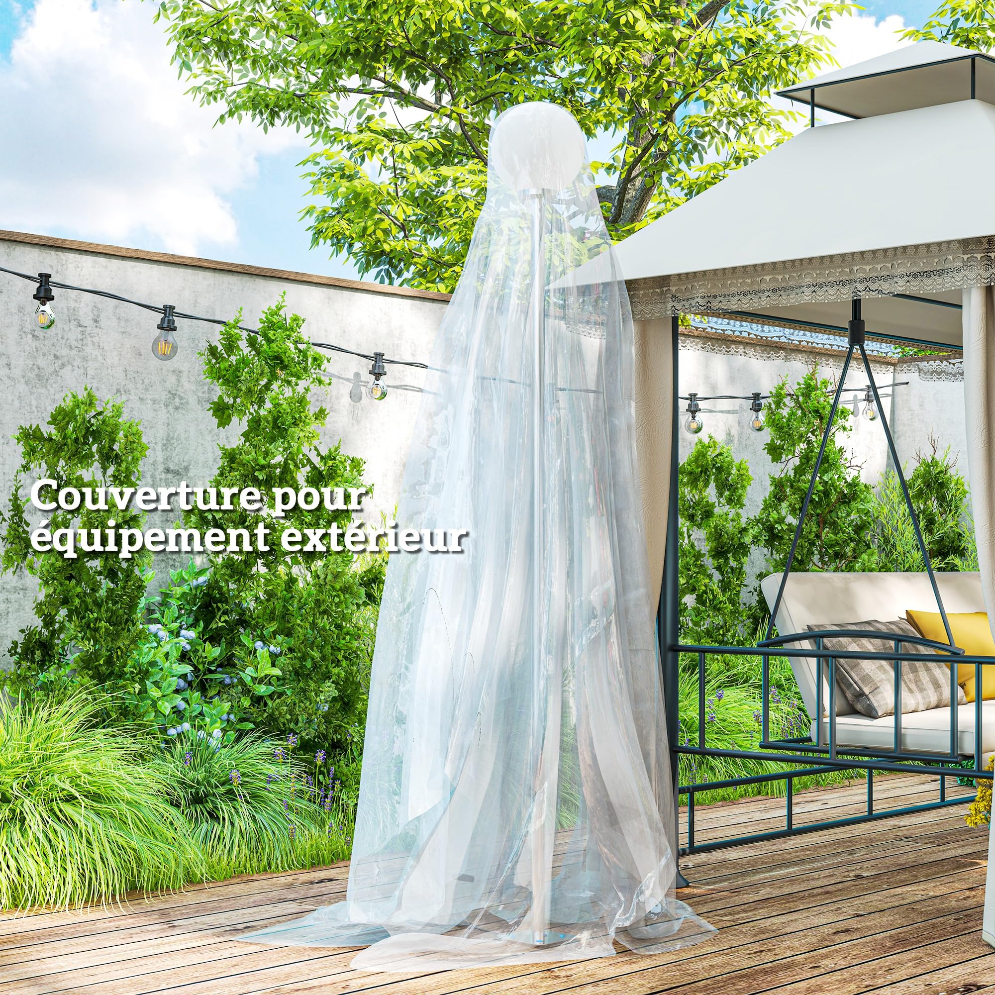 Outsunny Bâche pour Serre Plastique Transparente 6 x 10 m Imperméable Résistante aux UV Polypropylène 150g/m²