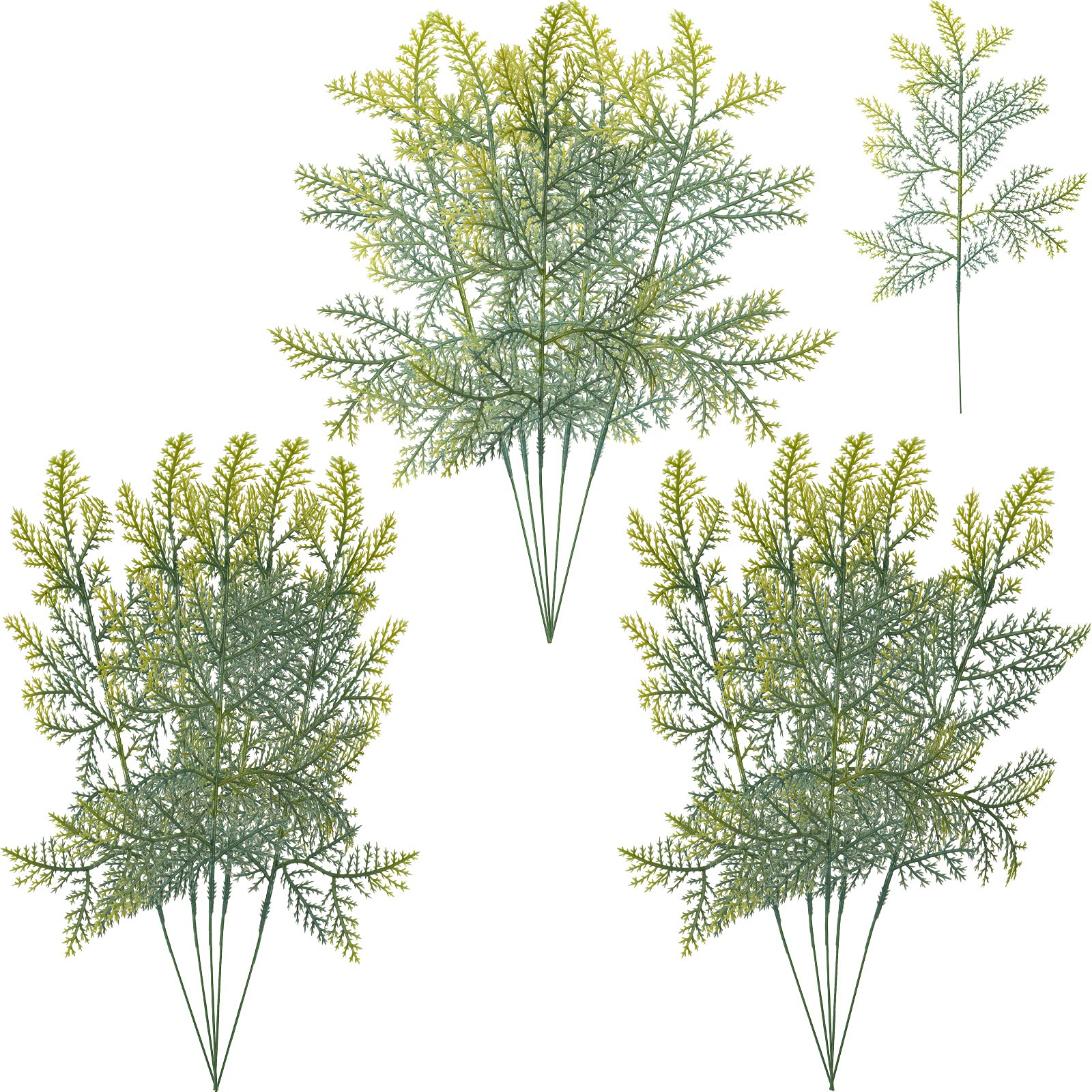 Christmas Artificial Pine Branches Xmas Faux Cedar Branches Greenery Pine Twigs Stems Xmas Plastic Pine Tree Branches for DIY Garland Christmas Party Holiday Home Decorations (16 Pieces)