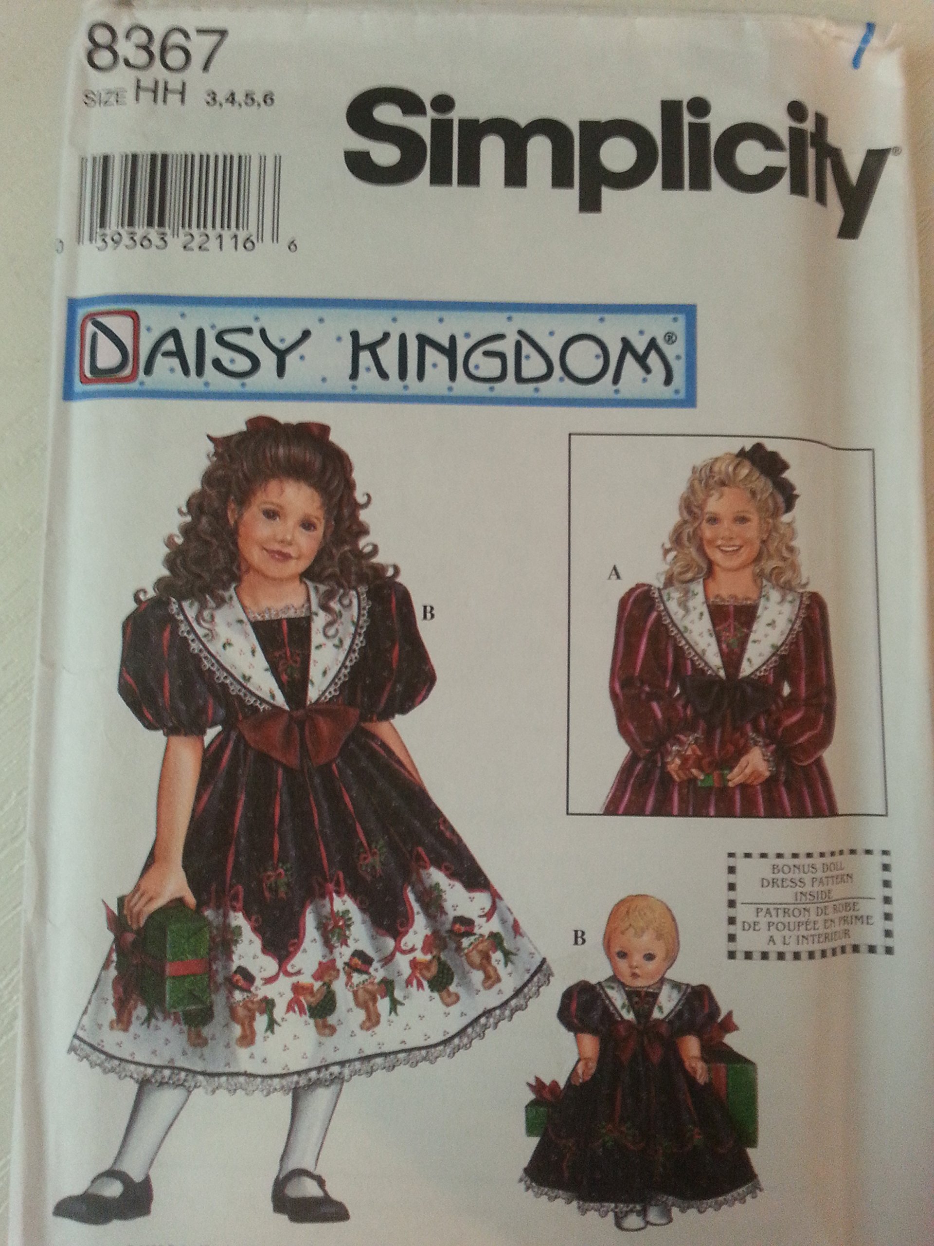 Robe de princesse fille patron couture Simplicity 8367 motif marguerite 3-6 ans