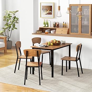 Amazon.com - HOMCOM 5 Piece Industrial Dining Table Set for