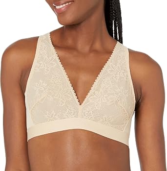 Bali Womens Comfort Revolution Plunge Lace Wirefree Bralette Df6593