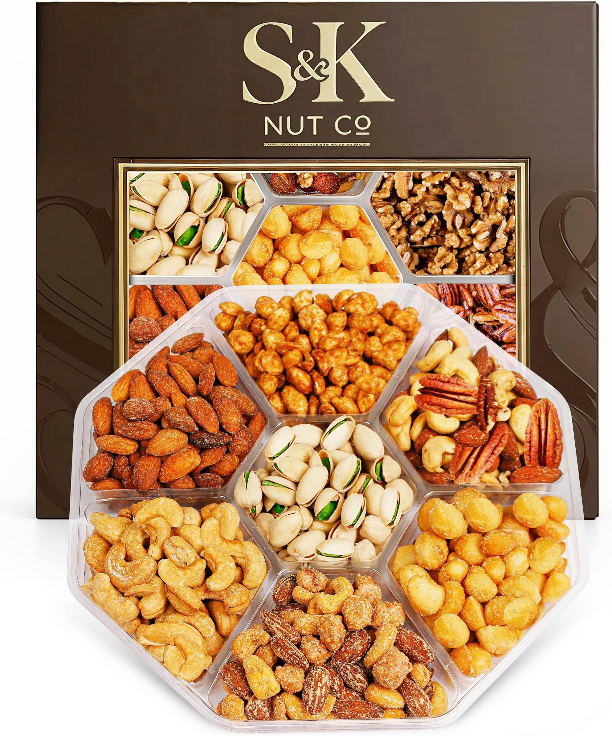 Father's Day Nuts Gift Tray, Gourmet Mixed Nuts Assortment With Sweet And Roasted Salted Varieties, Ready To Serve Snack Gift Box For Mom, Family And Thank You Occasions