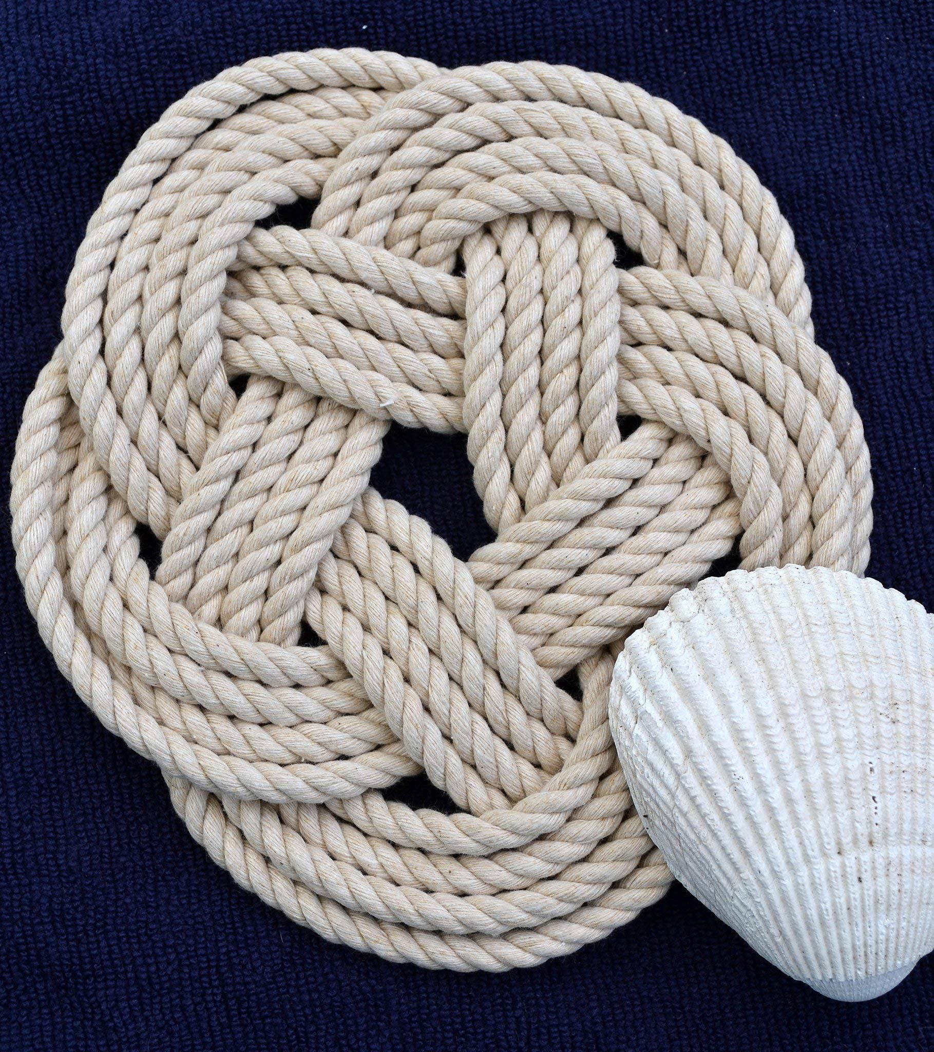 Nautical Sailor Knot Cotton Rope Trivet Small Natural White