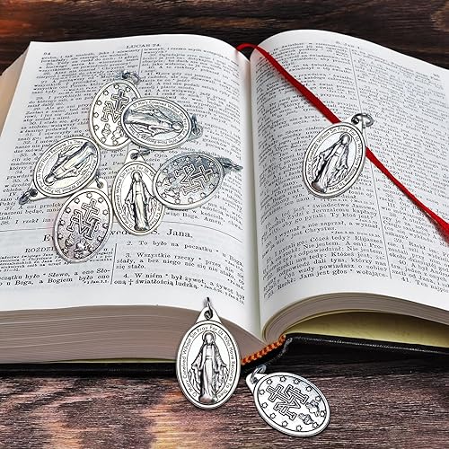 Miniatura 5 de Milagrosa Medalla a granel, paquete de 50 unidades, 1 pulgada, dije católico de medallas Milagrosa de plata para mujer, collar y collar de rosario,