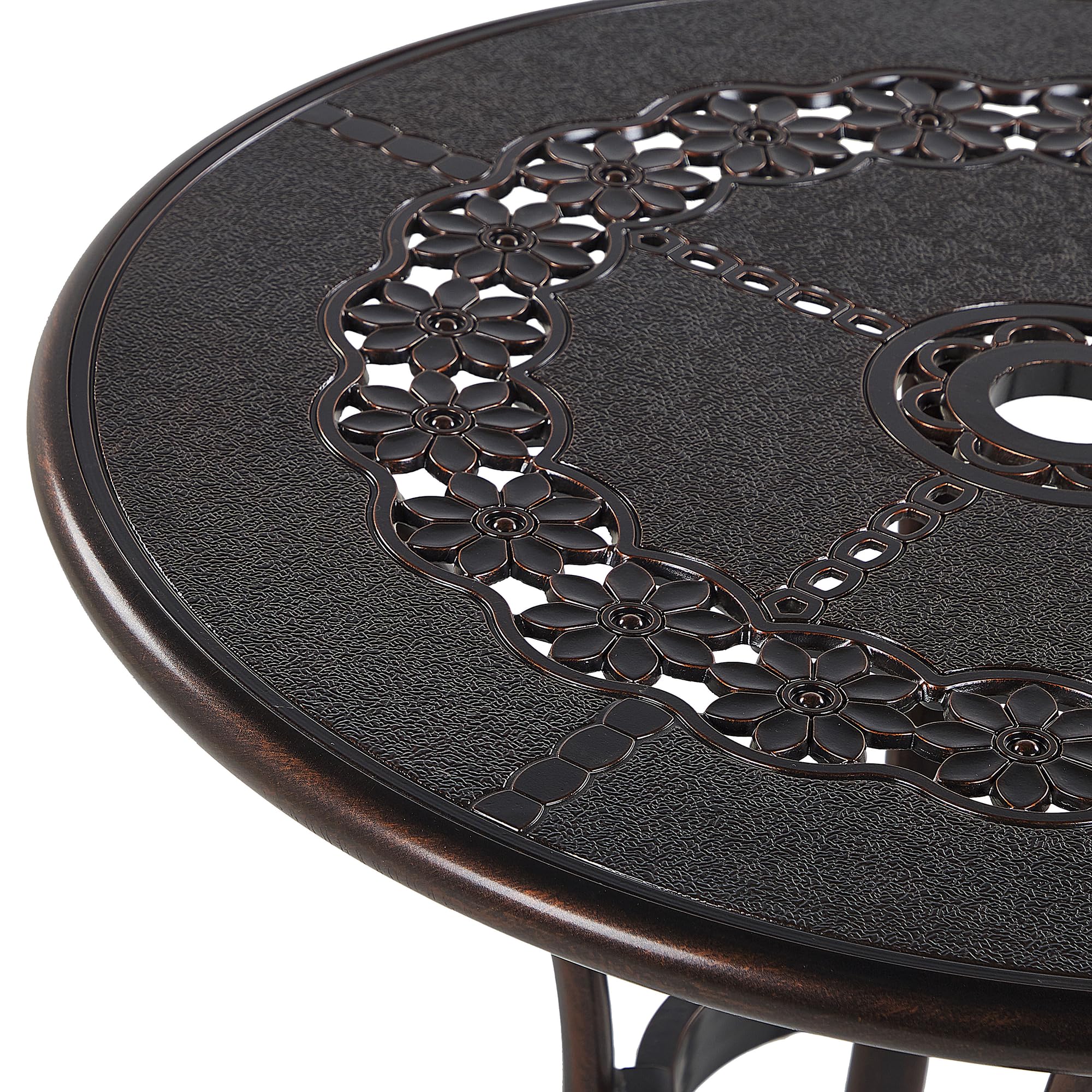 Beliani Mesa de Comedor de jardín marrón Aluminio Redonda ø 65 cm Estilo Vintage Bovino