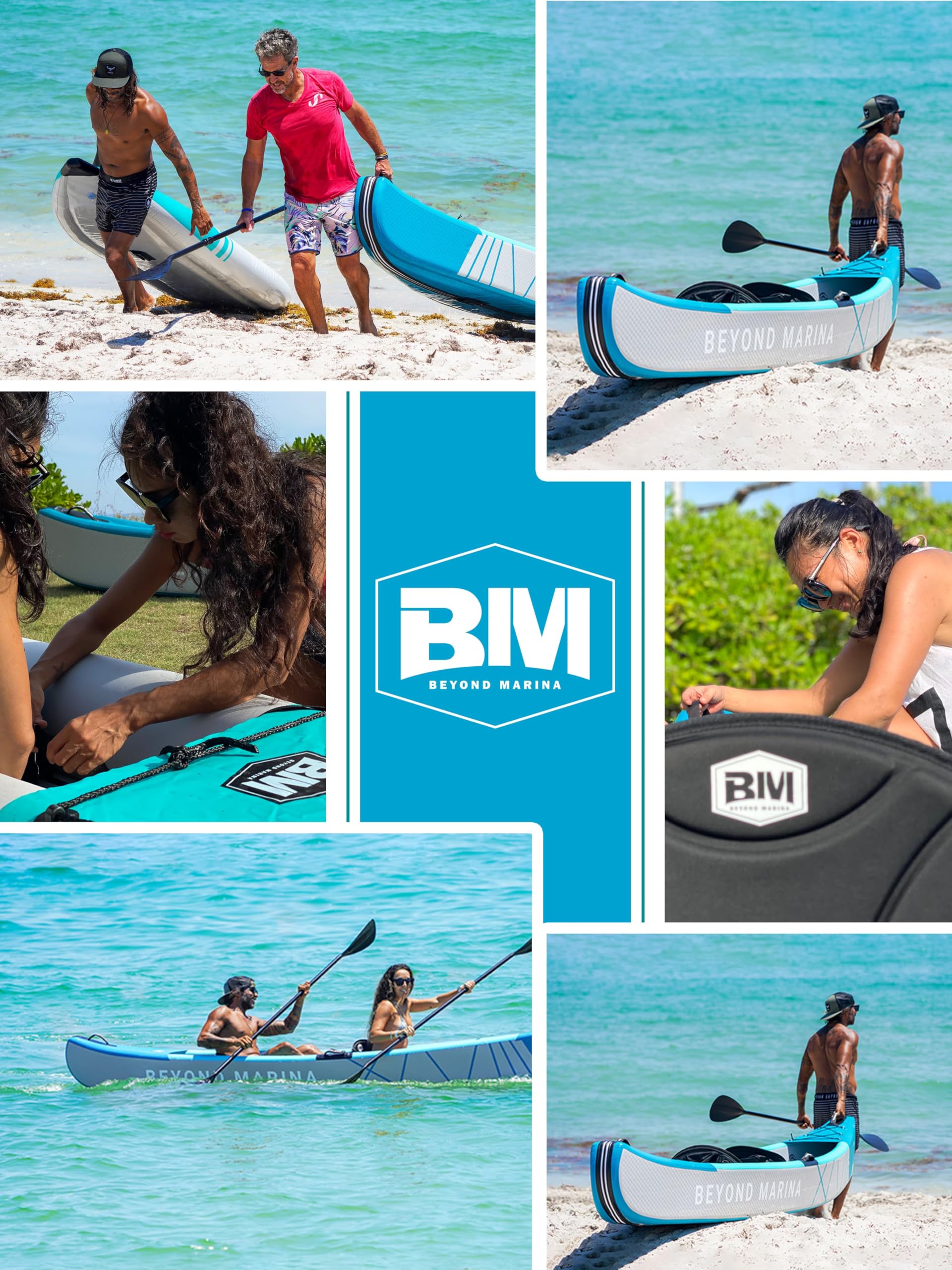 BEYOND MARINA aufblasbares Kajak für 1, 2, 3 Personen, Drop-Stitch Tandem Kayak Set für Erwachsene mit Paddeln, Sitzen, Pumpe, Finne & Tragetasche, robust & vielseitig, 380cm,420cm,460cm