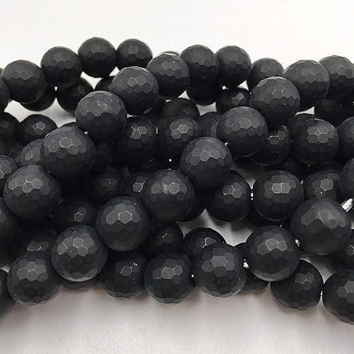 Miniatura 3 de JM Design Cuentas redondas sueltas de ónix negro mate con agujero de 0.079 pulgadas (0.236 in), 15.5 pulgadas, hebra para fabricación de joyas, arte