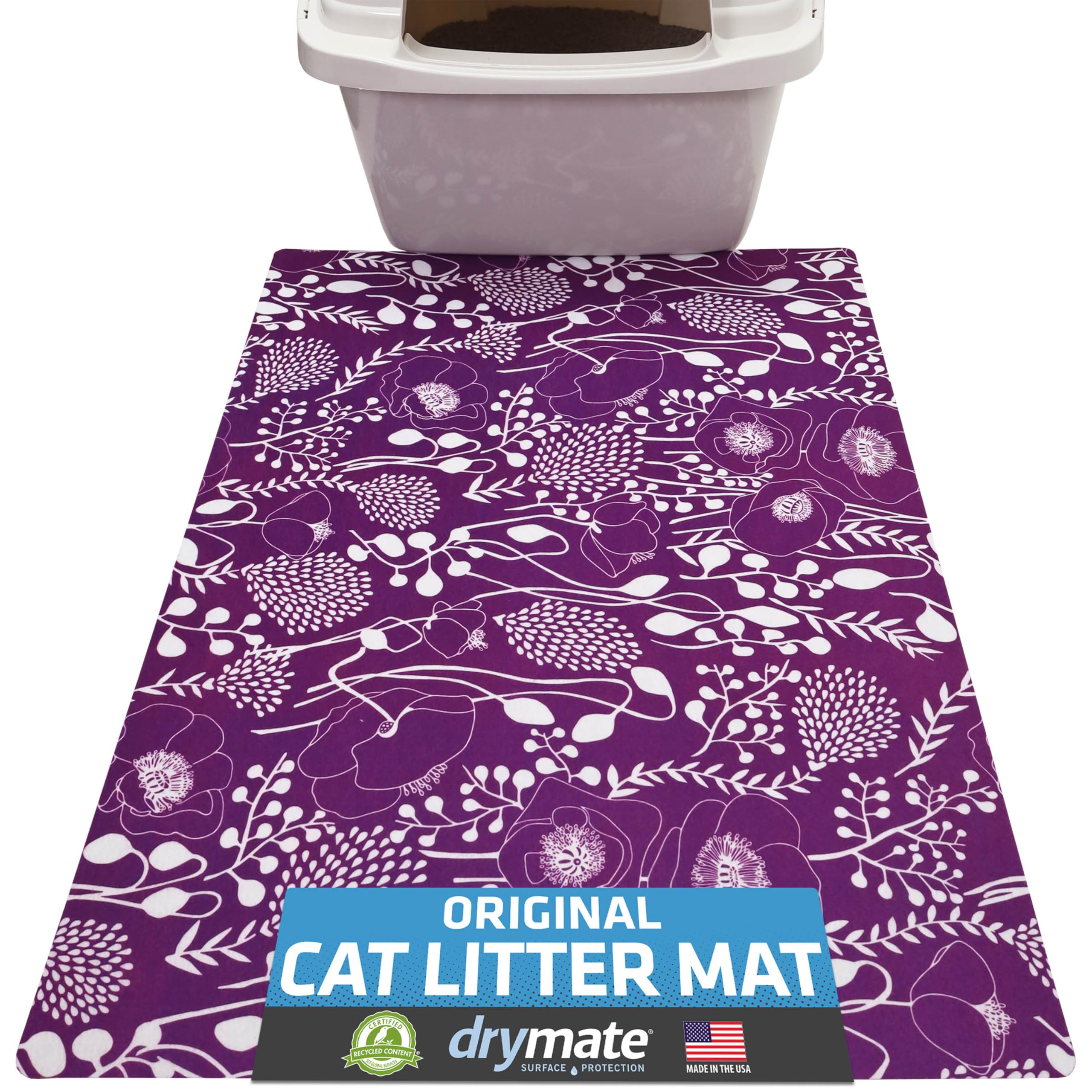 Drymate Cat Litter Box Mat, Litter Trapping Mat, Purple, 20x28