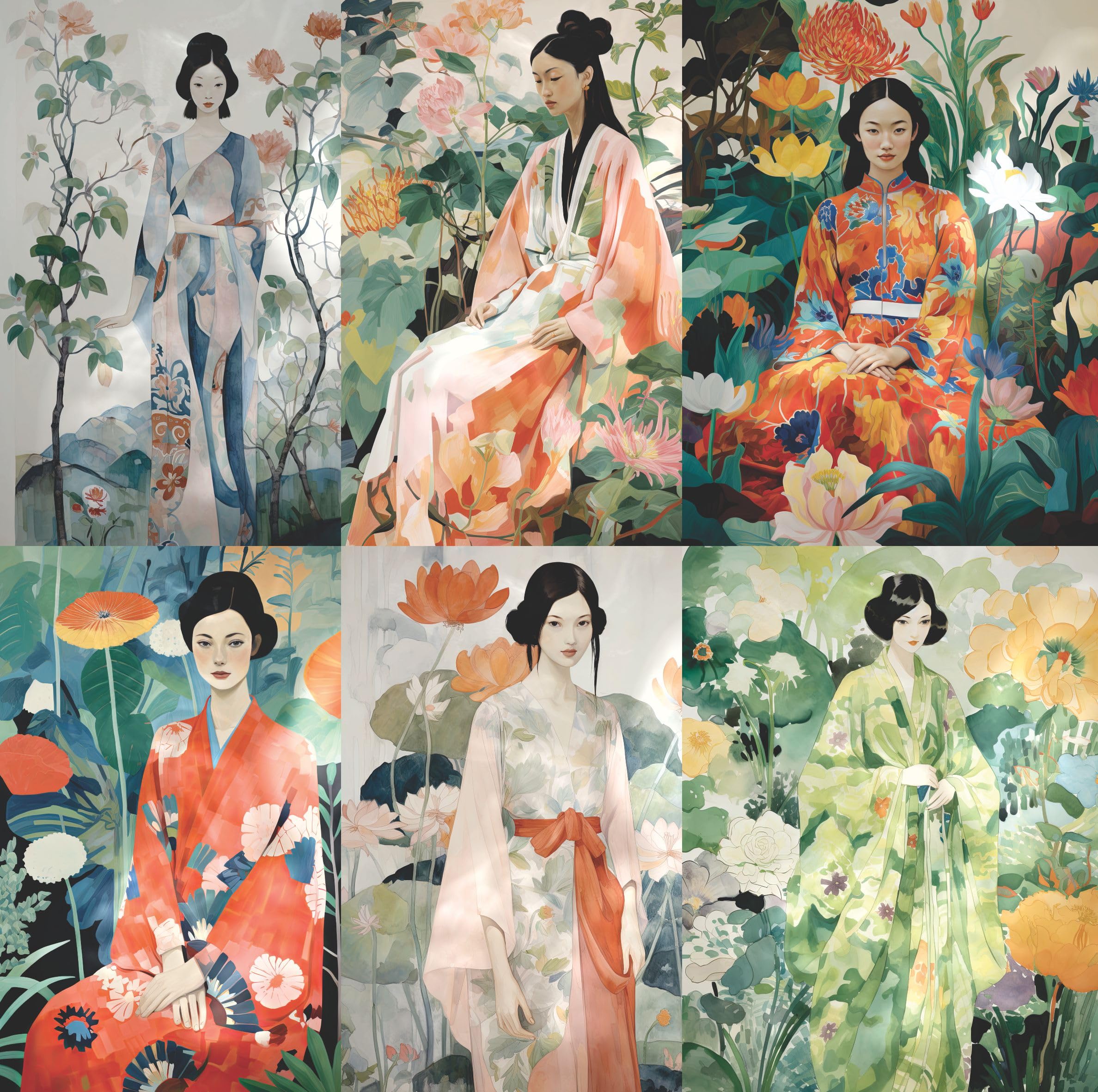 Papel de arroz Damas Japonesas, 20 x 26,6cm (6pc) - 6 Diseños para Scrapbooking Tarjetas Manualidades, Decoupage by CRAFT KREATIVELY