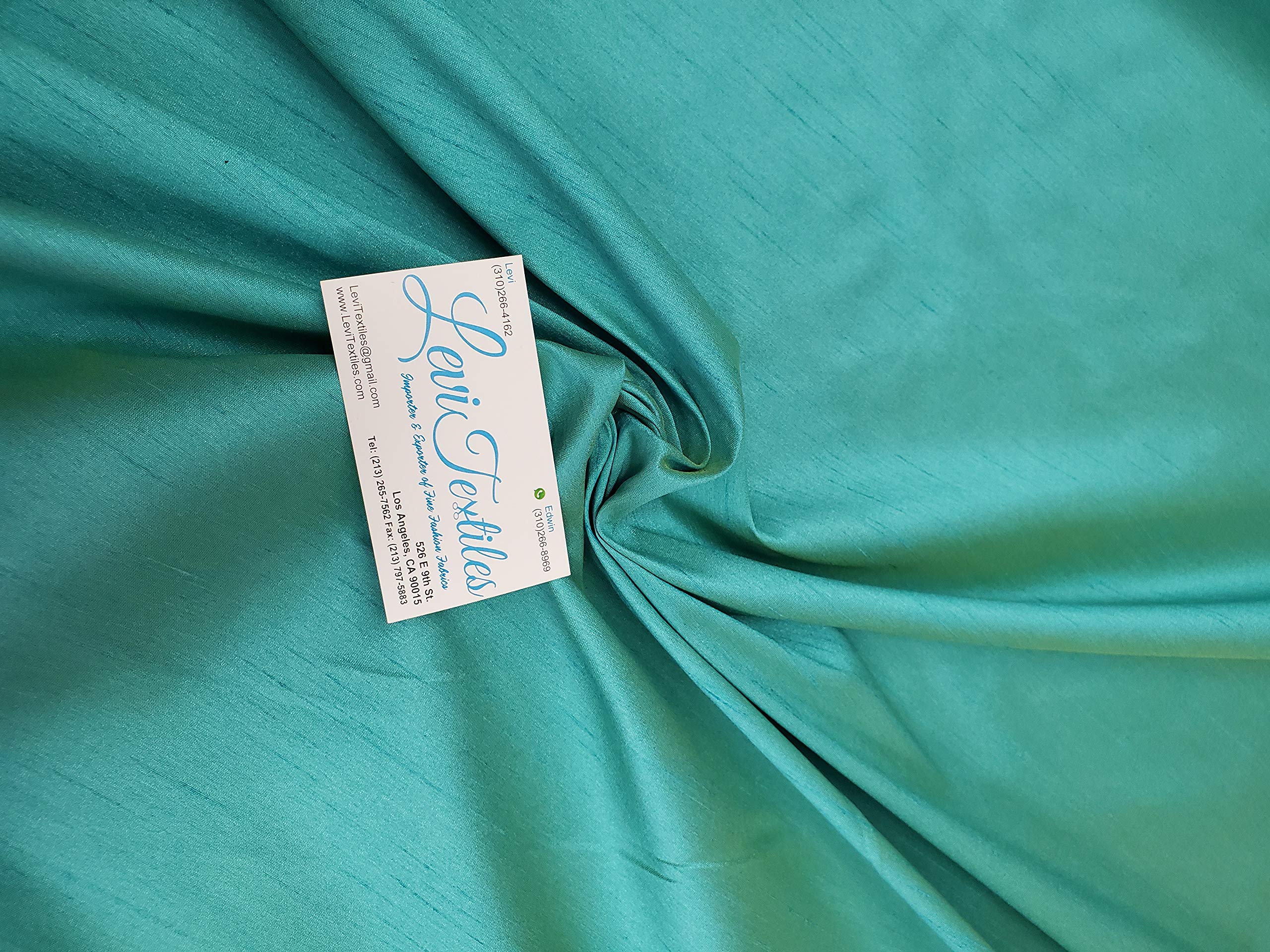 Levi Textiles, INC. Imitation Raw Silk Shantung Dupioni Fabric - 58/60" - Sold by The Yard - 100% Poly Dupioni Faux Silk (Electric Teal)