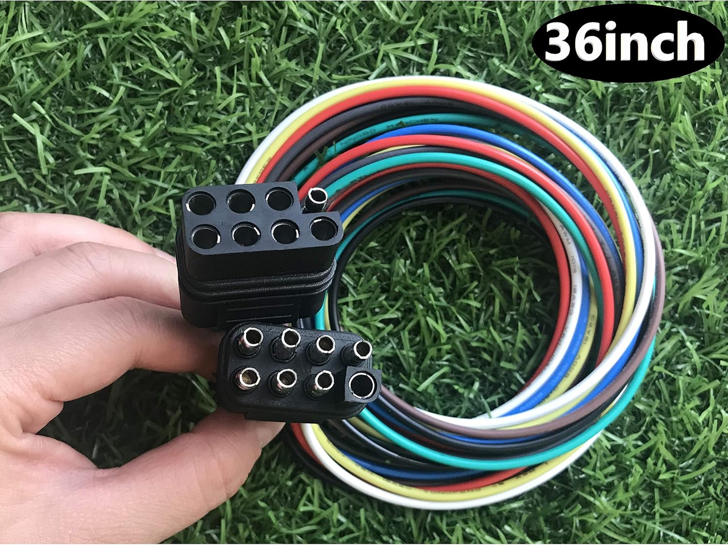 8 Wire 36inch Male and Female Trailer Wire Extension Connector, 8 Pin Connectors Wire for Car Truck Boat,LED Brake Tailgate Light Bars,Trailer Wiring Harness Extension Connector(8 Way Square)
