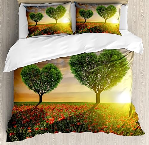 Miniatura 264 de Ambesonne Juego de funda de edredón color menta, líneas onduladas horizontales a rayas blancas abstractas de tonos suaves, exhibición de arte