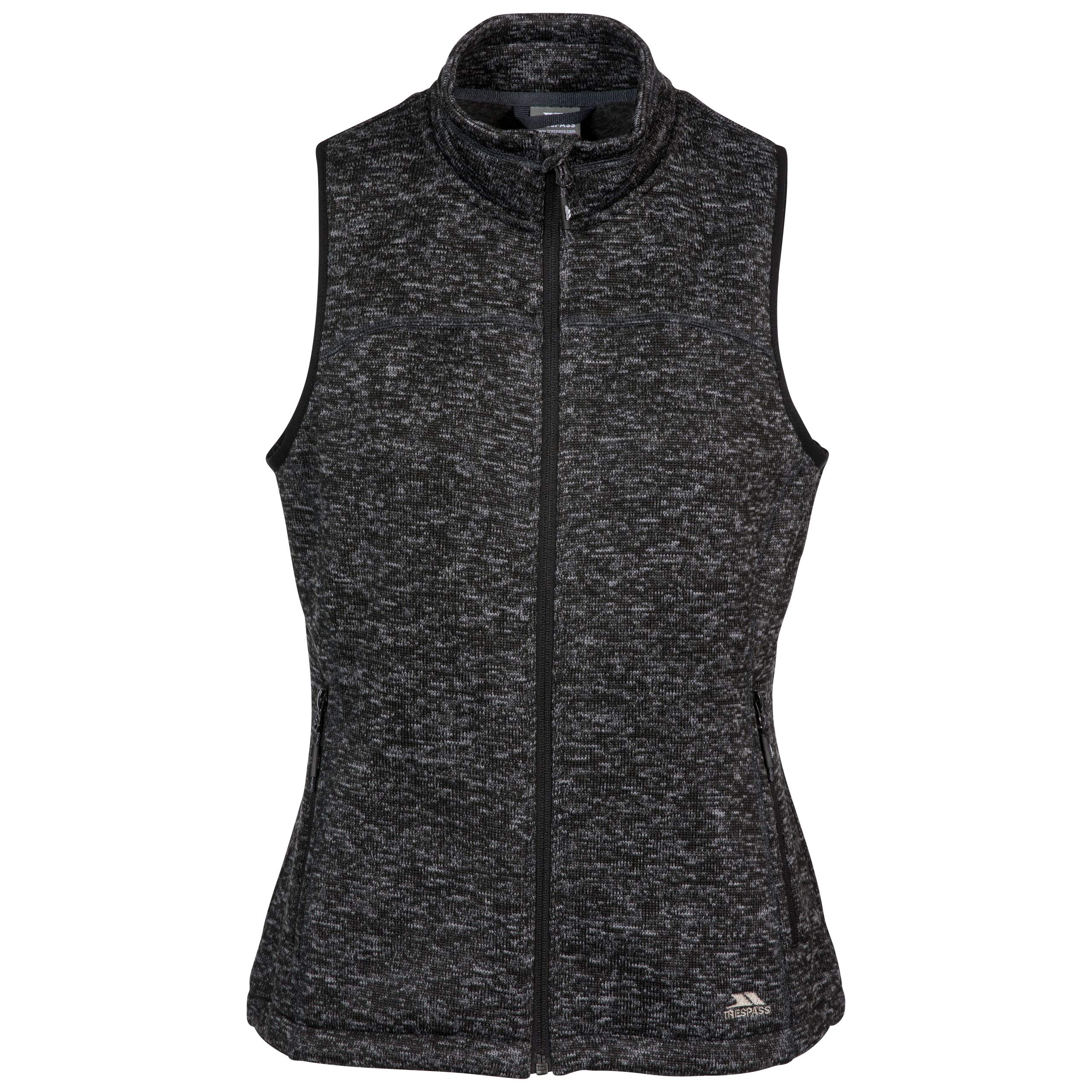 Trespass Women's Mildred Warm Fleece Gilet 3200gsm, Black Marl, 12 UK