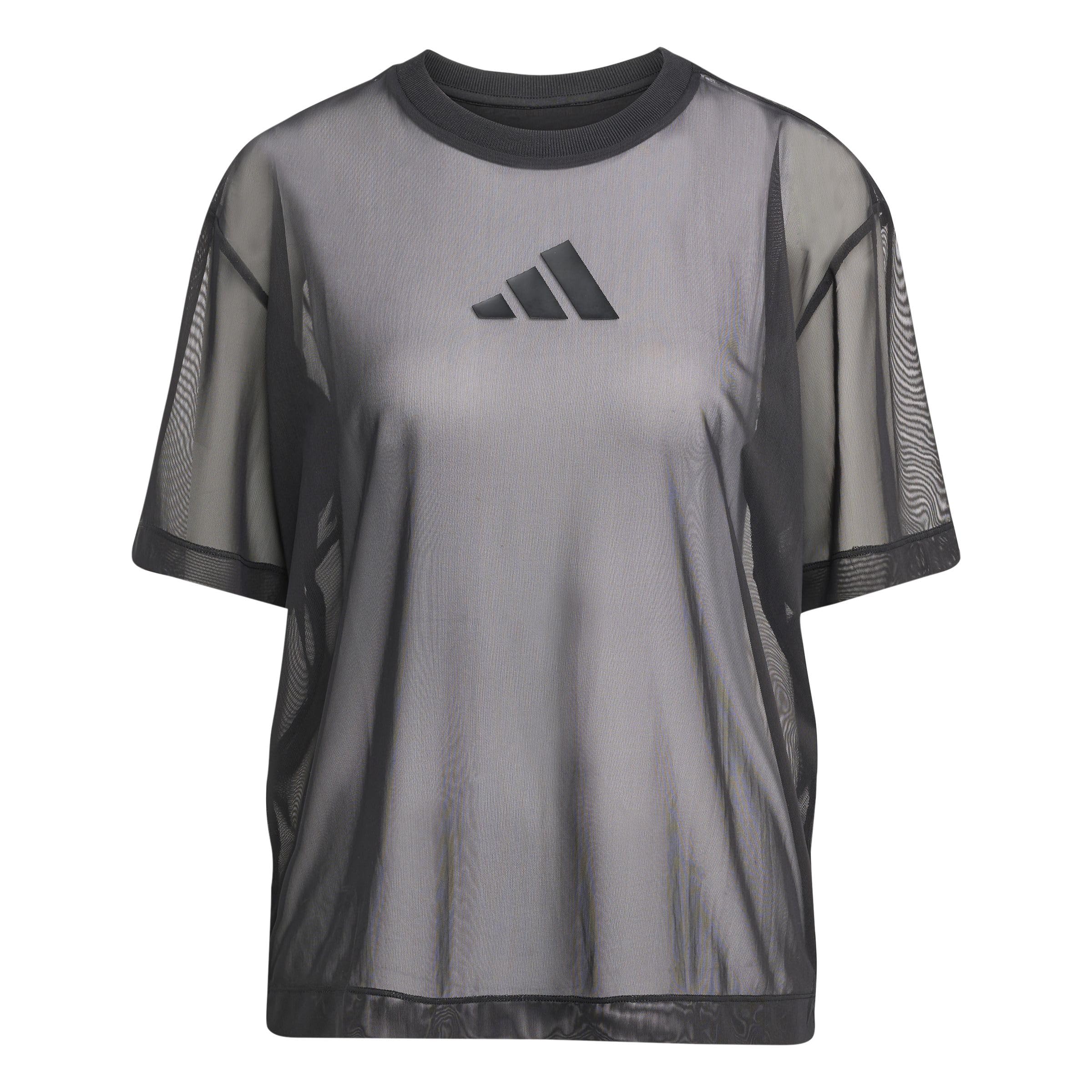 adidas Women's Soft LUX MESH TEE, Black, M