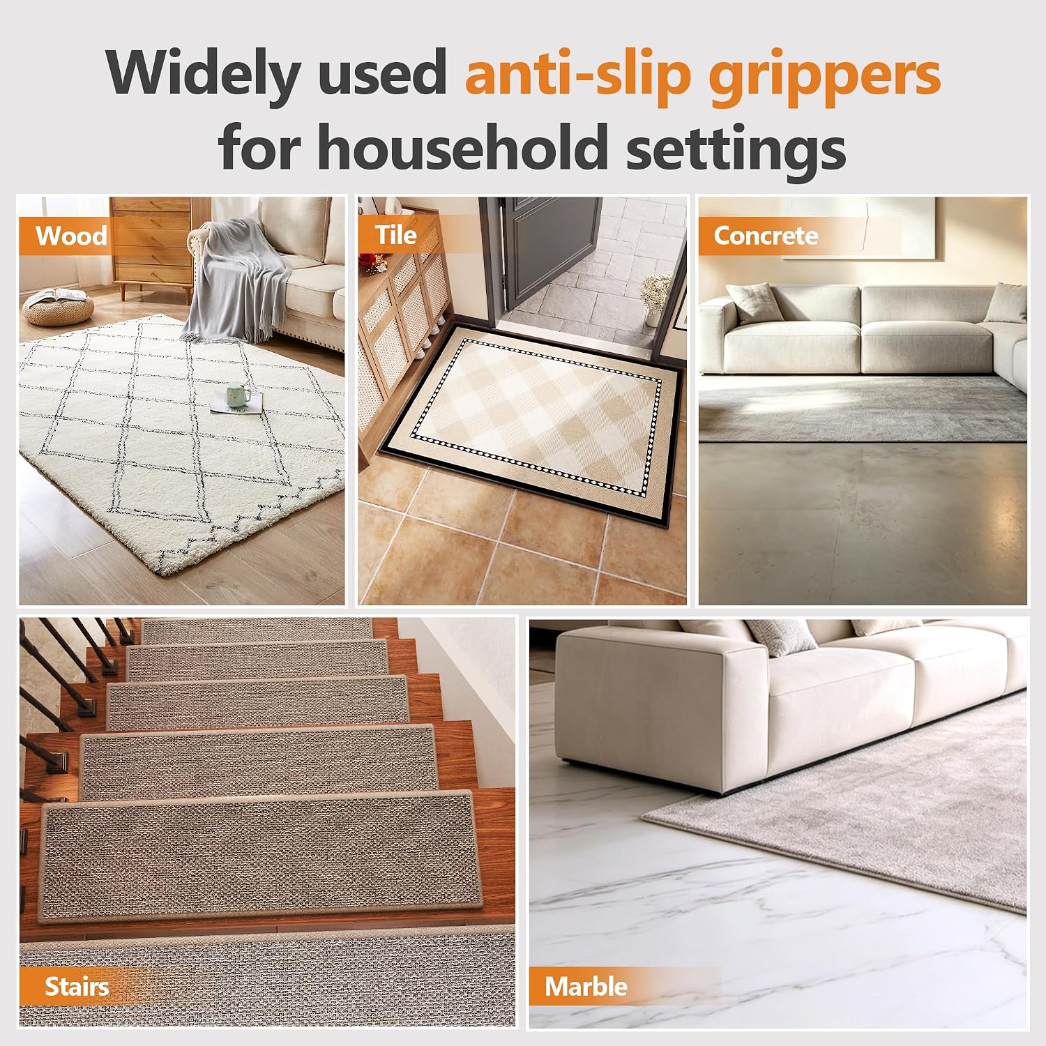 48 Pcs Rug Tape,Anti Slip Rug Pads Grippers for Hardwood Floors and Tiles,No Residue,Reusable Carpet Tape for Area Rugs, Double-Sided Adhesive Rug Stickers image 3
